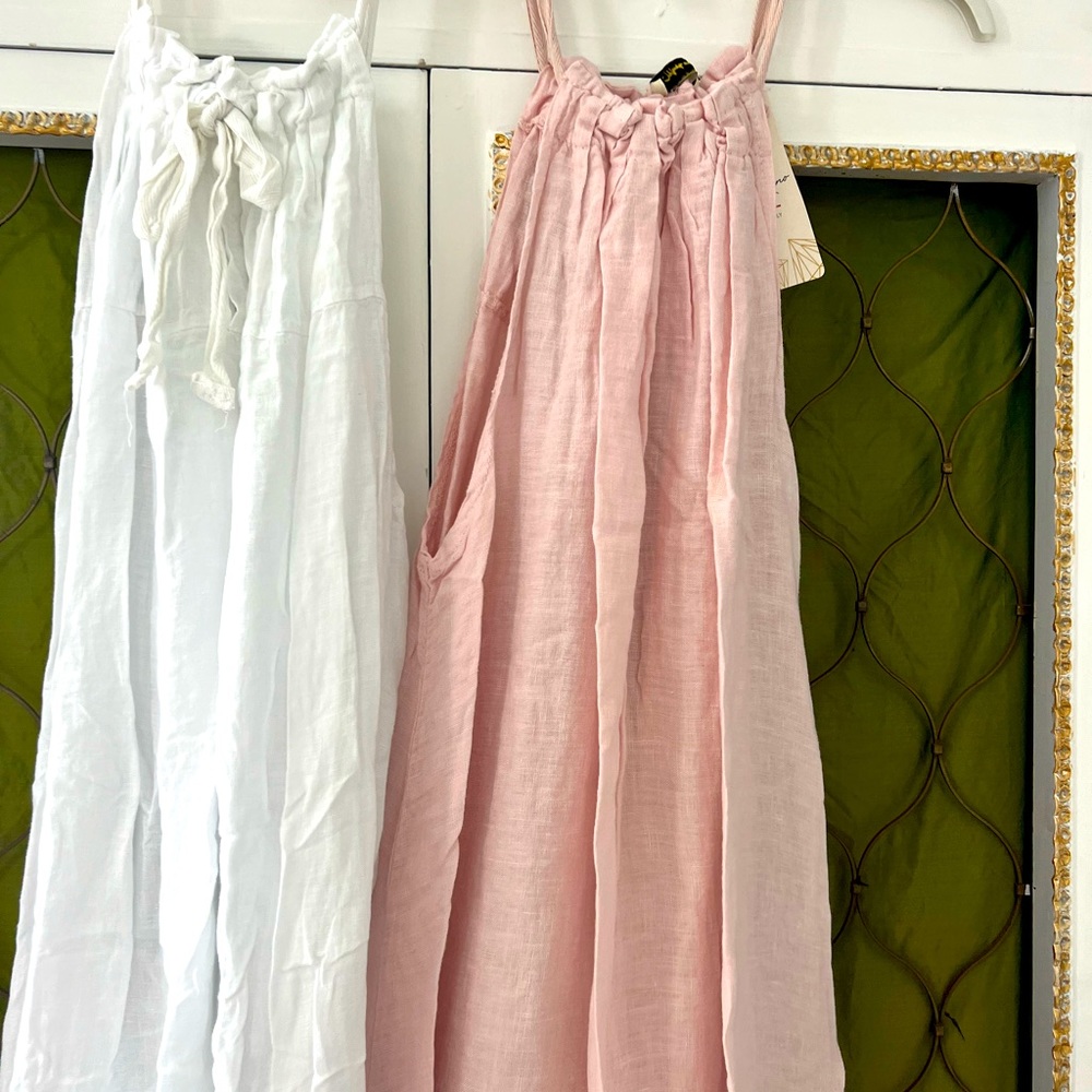 Long slip linen dresses made in Italy